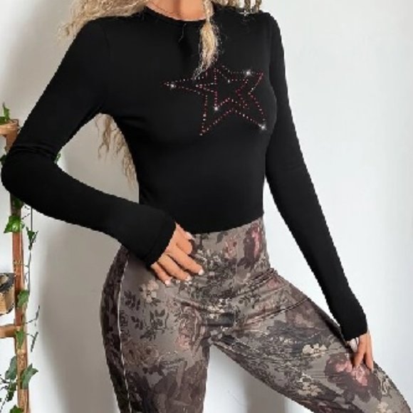 NWT Contemporary Rhinestone Star Pattern Top - Picture 4 of 6
